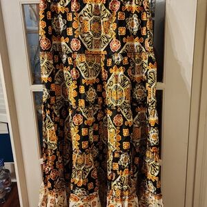 Rampage Black and Orange Maxi Skirt